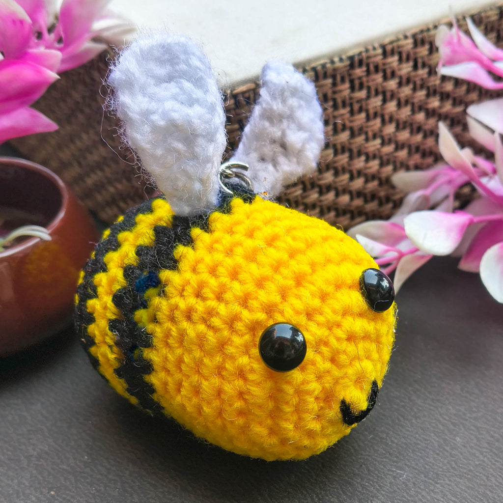 Handmade Honey Bee Crochet Keychains & Bag Charms