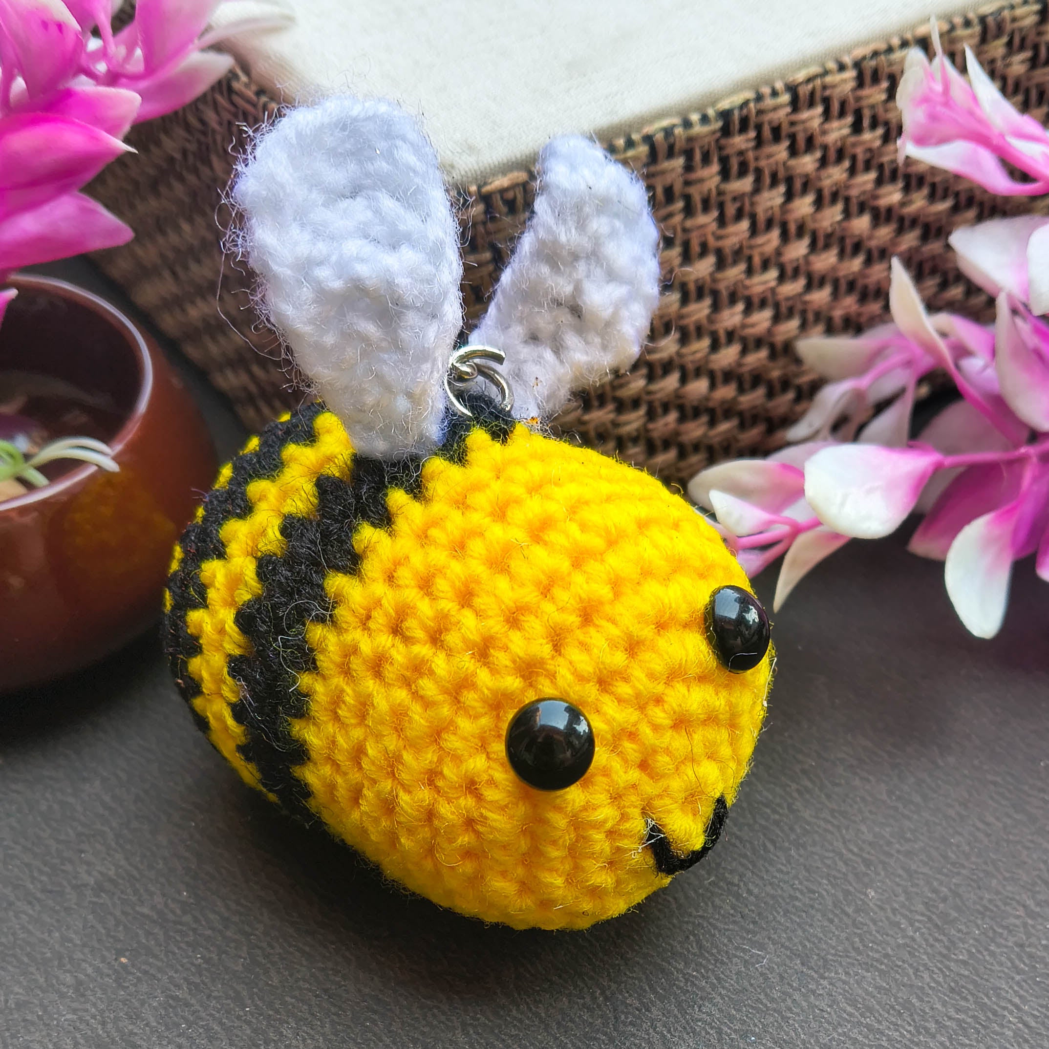Handmade Honey Bee Crochet Keychains & Bag Charms