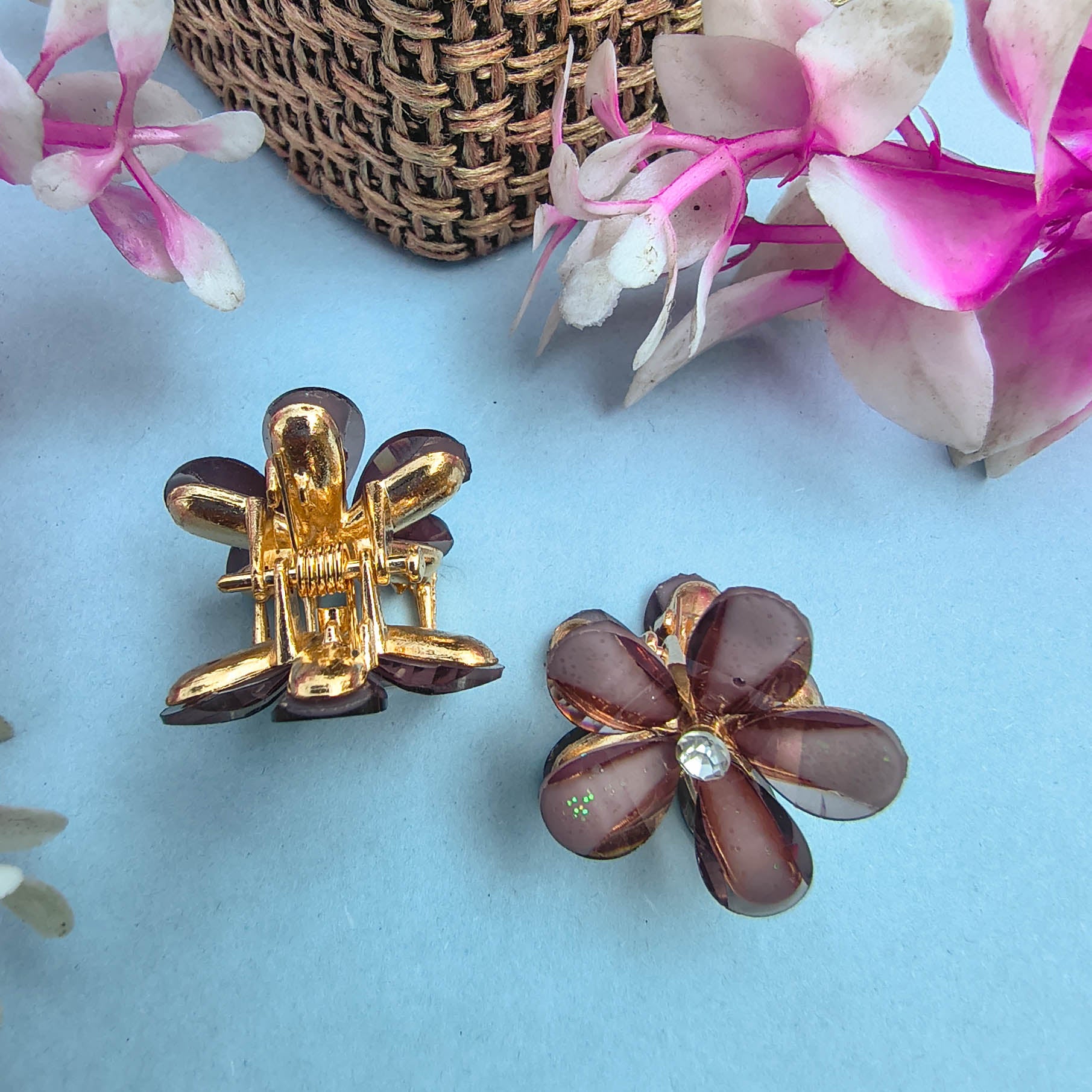 Trendy Pinteresty Floral Resin Claw Clip Beads for Girls & Women | Korean Style Hair Clips