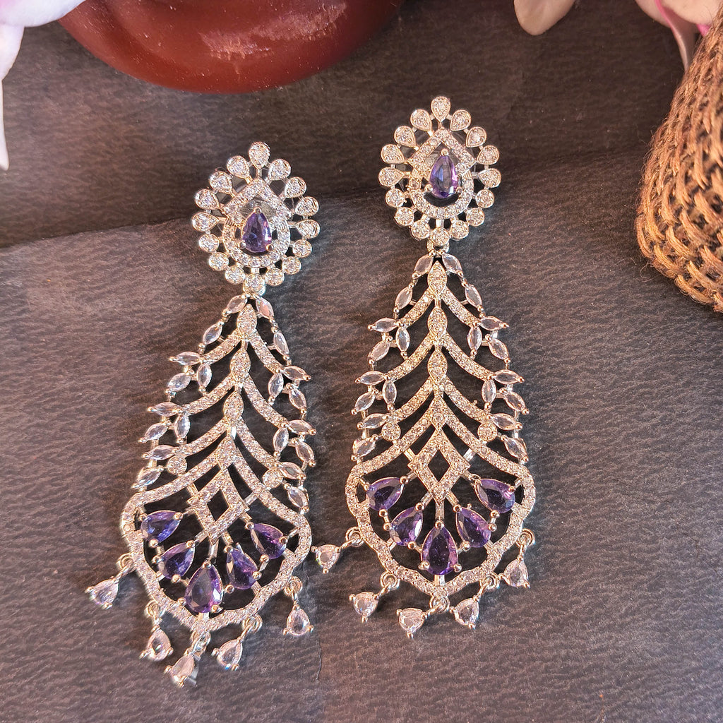 Nargis Chandelier Earrings – Vintage Mughal-Inspired Amethyst Dangles for Women