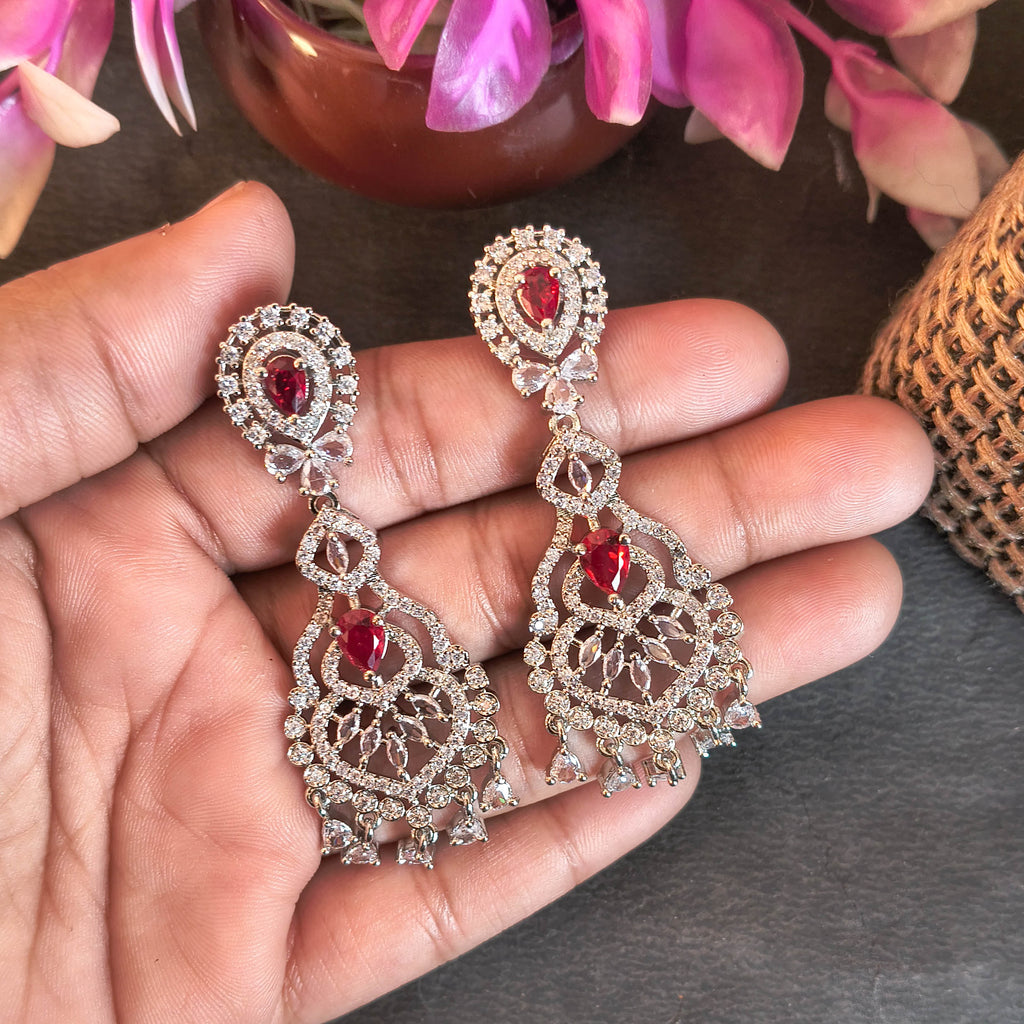 Megha Chandelier Earrings – Long Drop Regal Design for Weddings &amp; Festive Occasions