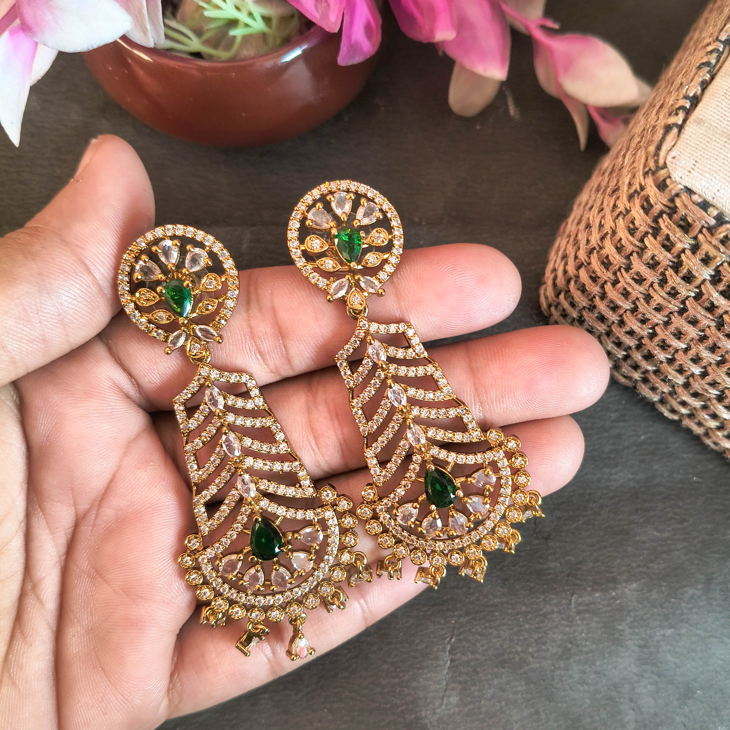 Mishti Emerald Drop Earrings – Traditional Handcrafted Jewelry for Weddings &amp; Festivals