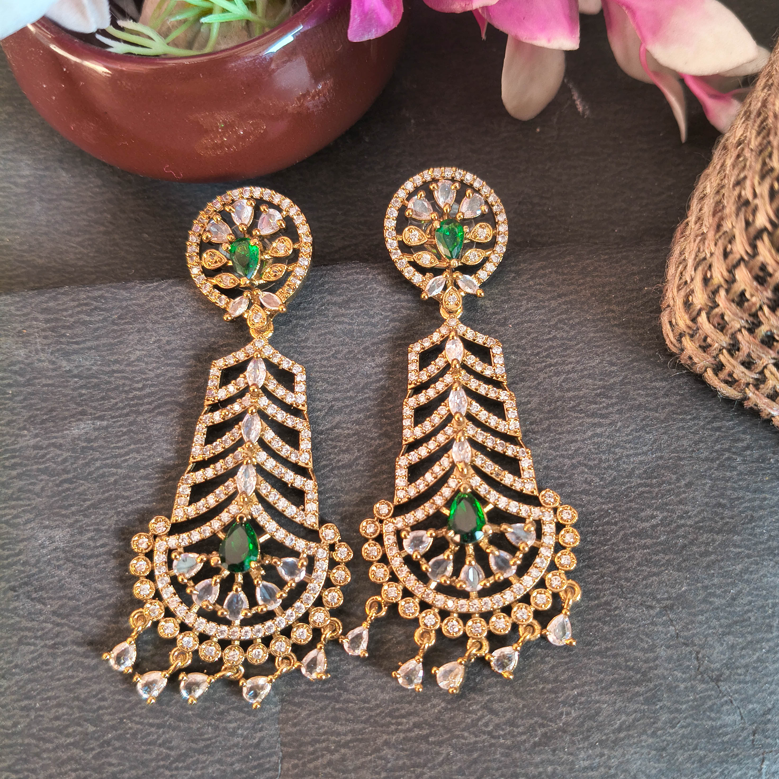 Mishti Emerald Drop Earrings – Traditional Handcrafted Jewelry for Weddings &amp; Festivals