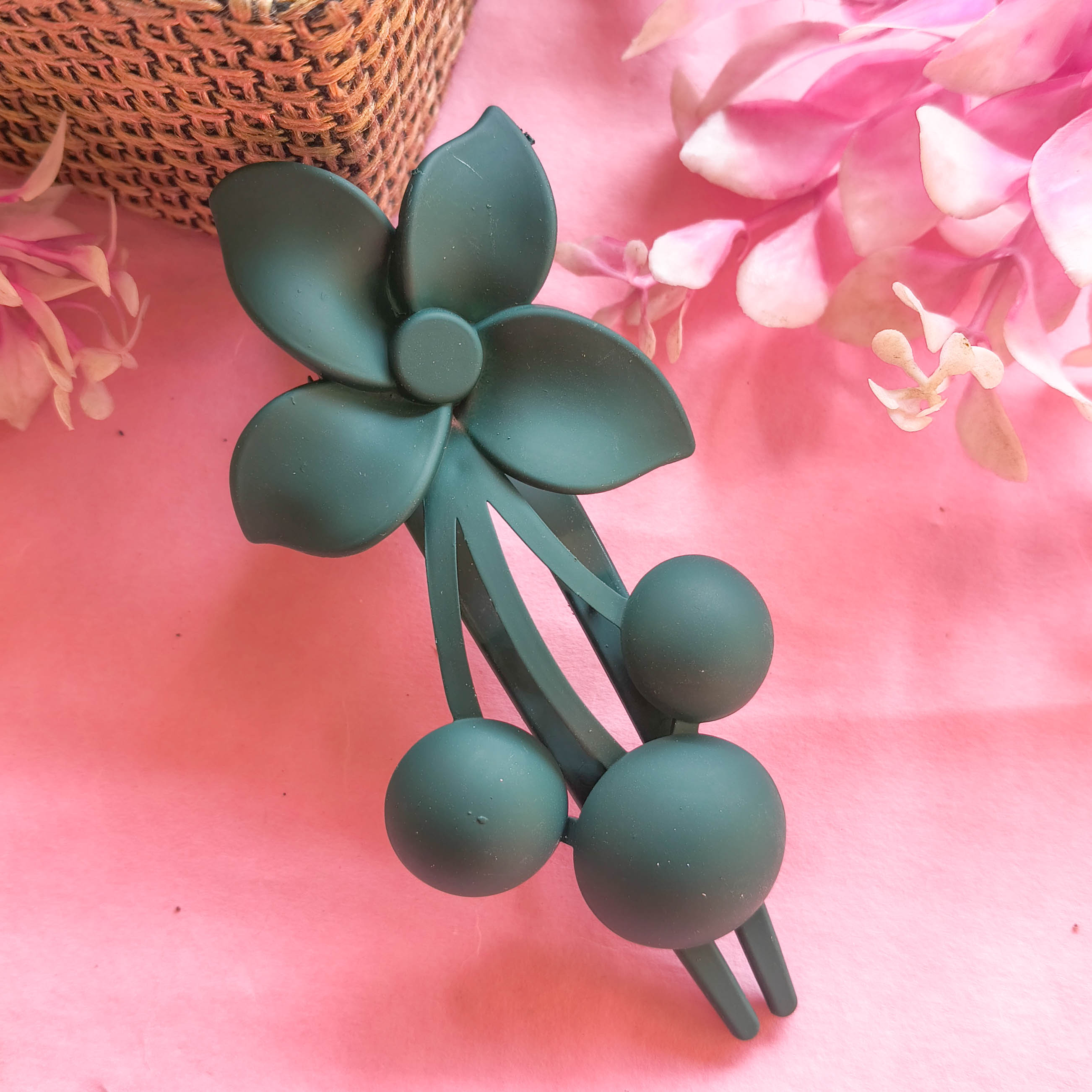 Korean Style Floral Cherry Hair Claw Clips