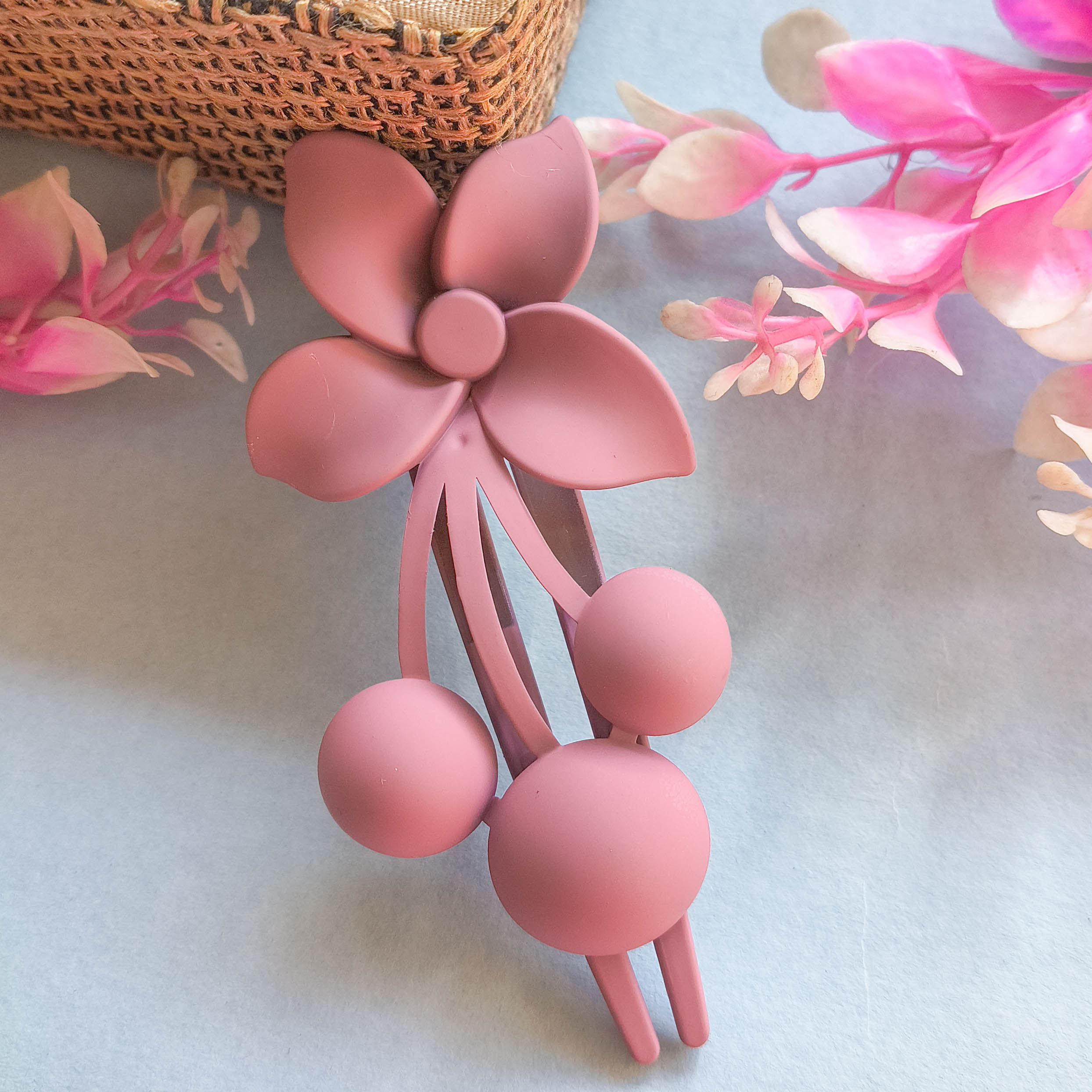 Korean Style Floral Cherry Hair Claw Clips