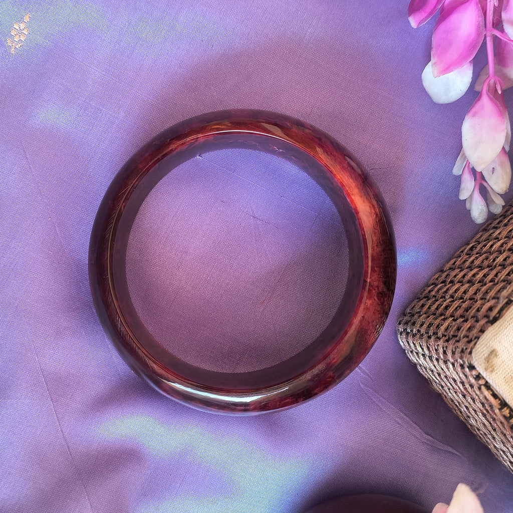 Noor Handcrafted Marbelled Maroon Resin Kada Bangle for Girls & Wome | Trending Chunky Resin Bangles