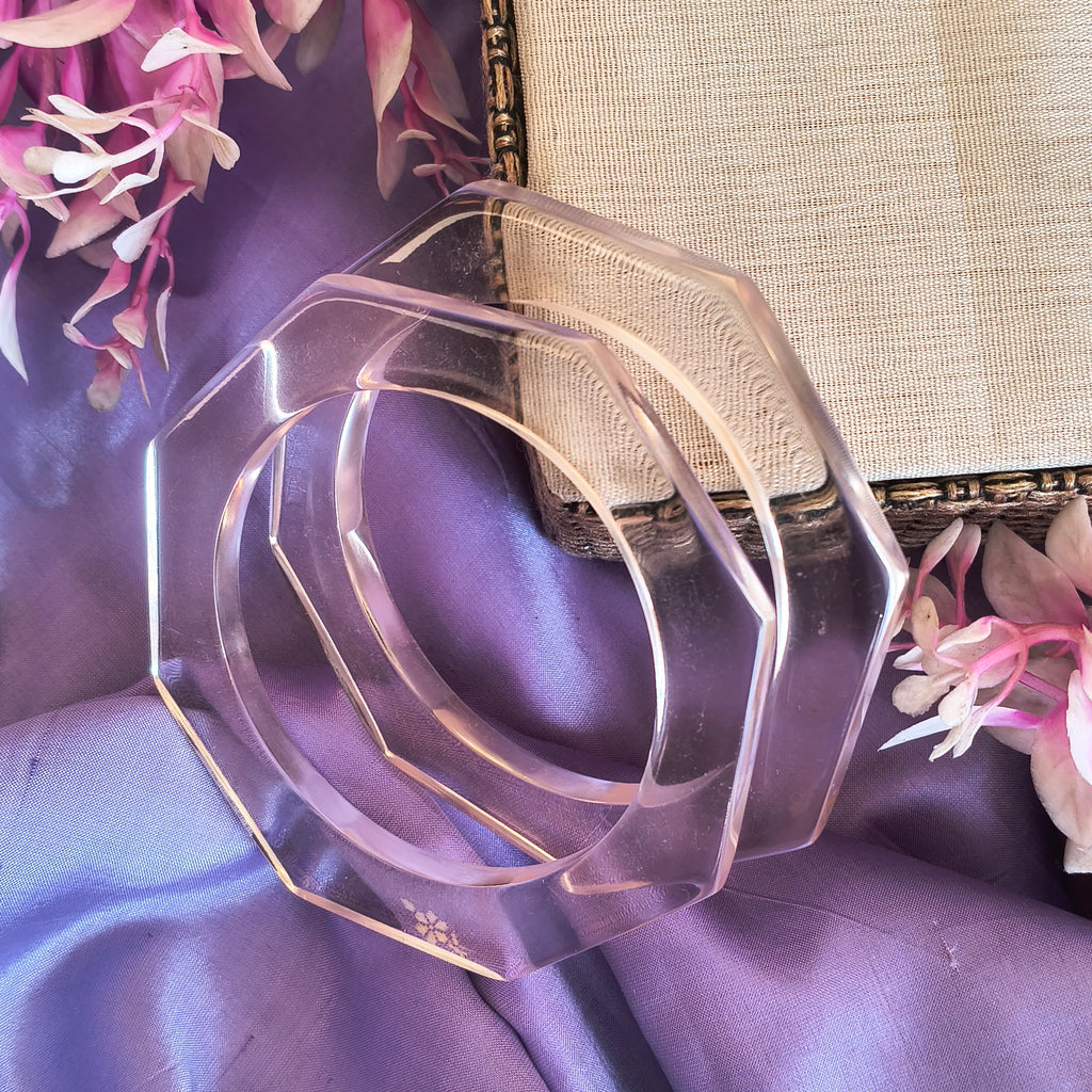 Zoya Resin Bangle Set - Geometric Hexagonal Design with Glossy Finish | Set of Two Jelly Bangles