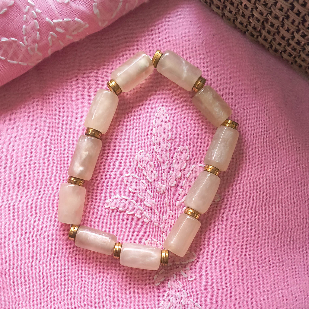 Inaaya Off White Resin Bracelet with Golden Beads | Trending Lightweight Bracelets for Girls & Women | Everyday, Casual & Formal