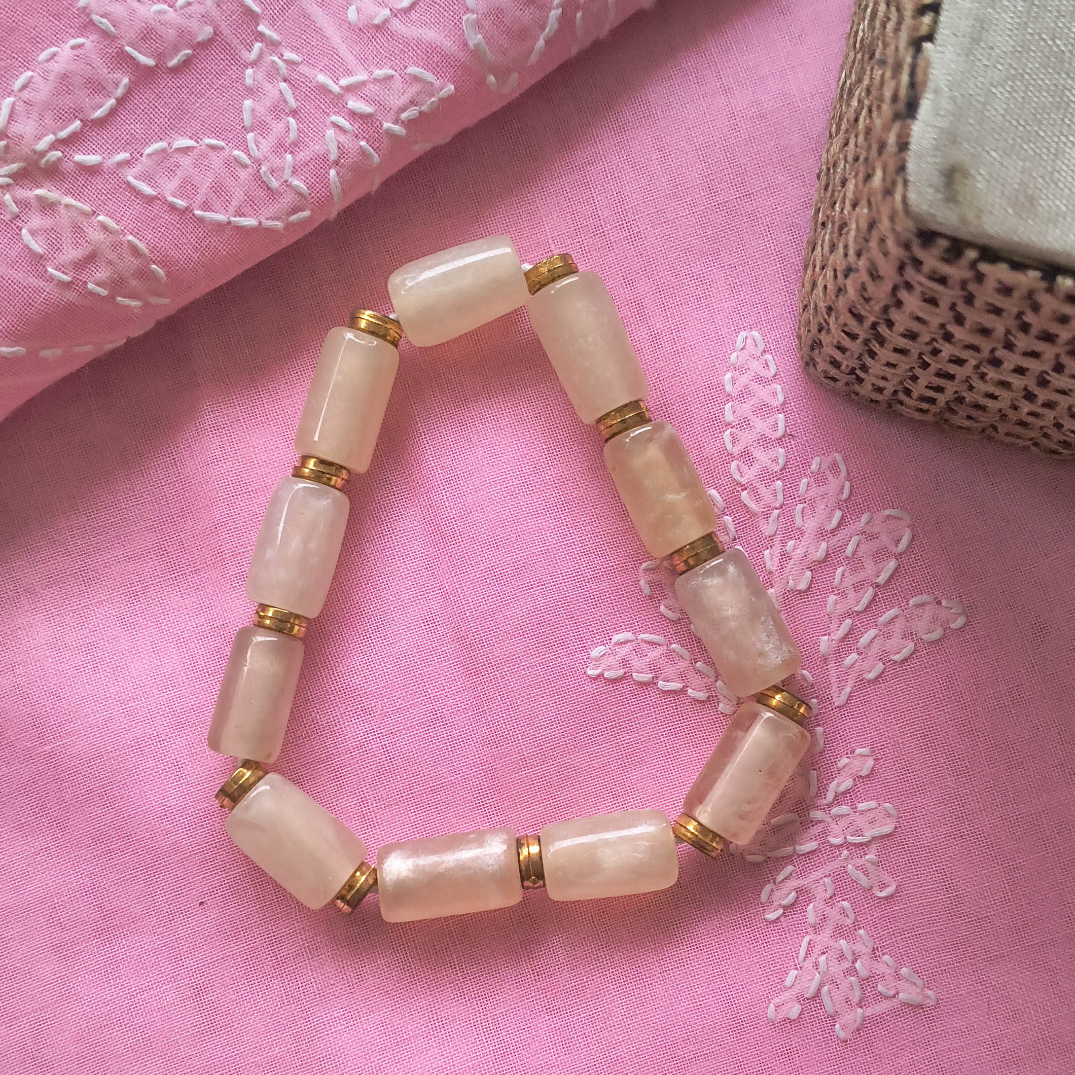 Inaaya Off White Resin Bracelet with Golden Beads | Trending Lightweight Bracelets for Girls & Women | Everyday, Casual & Formal