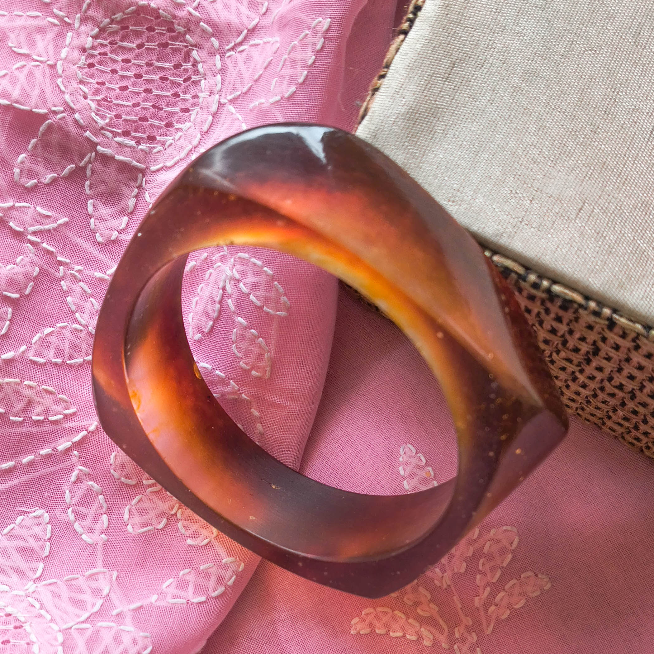 Almas Dark Brown Marbelled Resin Bangle