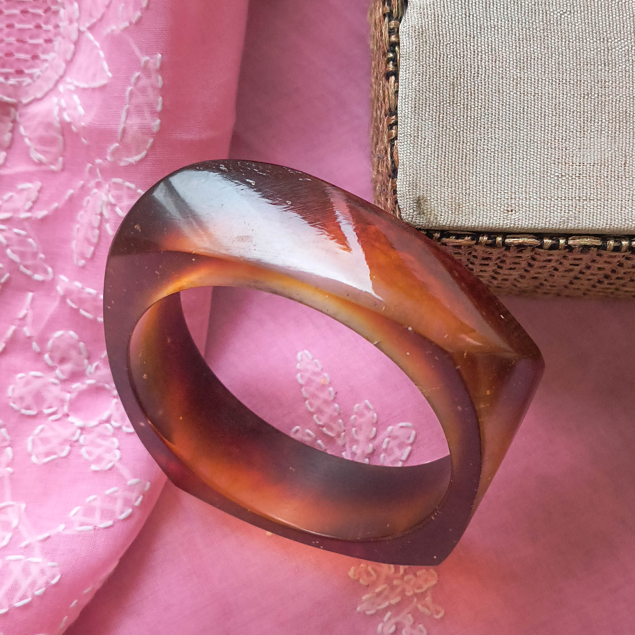 Almas Dark Brown Marbelled Resin Bangle