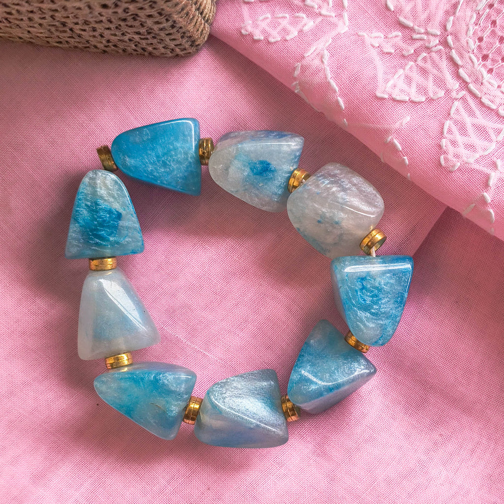 Roohi Lightweight Resin Bracelet with Golden Beads | Chunky Handmade Resin Bracelets for Women & Girls