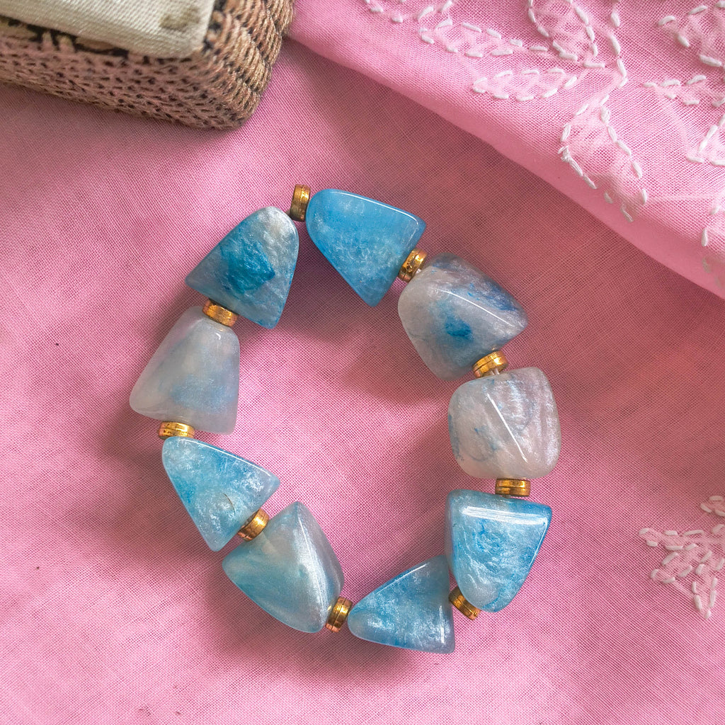 Roohi Lightweight Resin Bracelet with Golden Beads | Chunky Handmade Resin Bracelets for Women & Girls