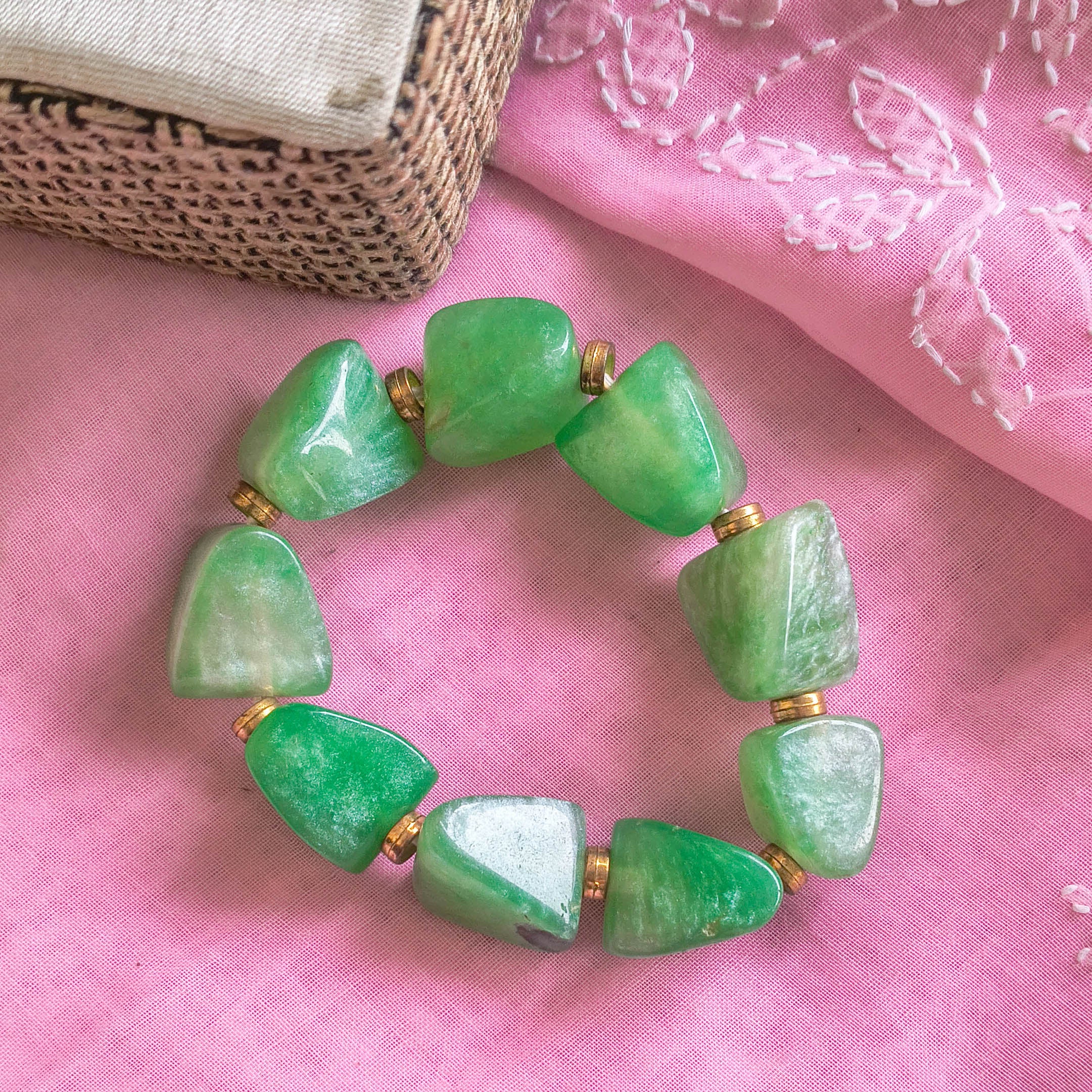 Jahaan Lightweight Handcrafted Resin Bracelet with Golden Beads | Chunky Resin Bracelets