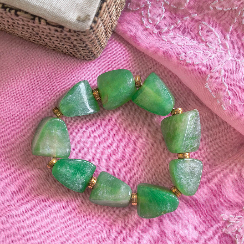 Jahaan Lightweight Handcrafted Resin Bracelet with Golden Beads | Chunky Resin Bracelets