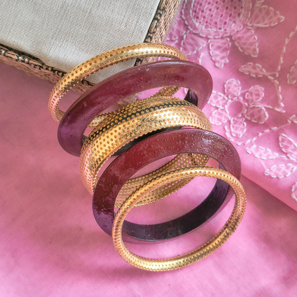 Aira Wooden & Metal Bangle Stack | Set of 5